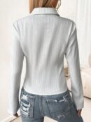 Camisa a Rayas de Manga Larga para Mujer Estilo Casual