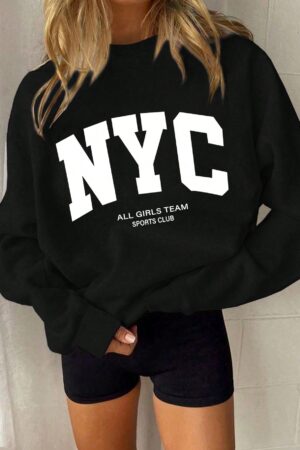 Sudadera Casual de Mujer con Estampado de Letras y Manga Larga