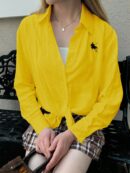 Camisa Estampada con Manga Larga y Hombros Caídos