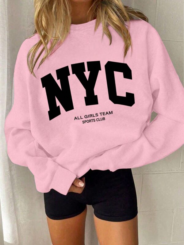 Sudadera Casual de Mujer con Estampado de Letras y Manga Larga - Image 9
