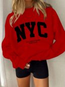 Sudadera Casual de Mujer con Estampado de Letras y Manga Larga
