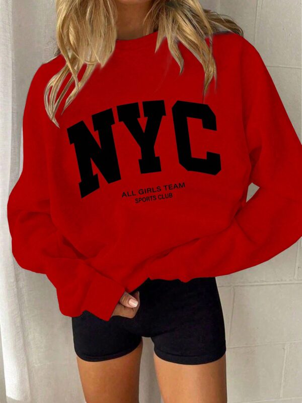 Sudadera Casual de Mujer con Estampado de Letras y Manga Larga - Image 13