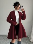 Abrigo Elegante de Cuello Alto y Manga Larga en Tweed