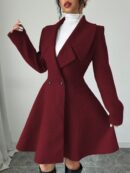 Abrigo Elegante de Cuello Alto y Manga Larga en Tweed