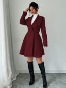 Abrigo Elegante de Cuello Alto y Manga Larga en Tweed