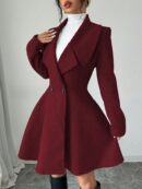 Abrigo Elegante de Cuello Alto y Manga Larga en Tweed