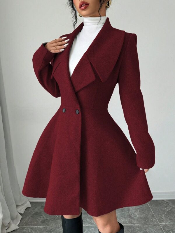 Abrigo Elegante de Cuello Alto y Manga Larga en Tweed - Image 55