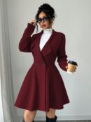 Abrigo Elegante de Cuello Alto y Manga Larga en Tweed