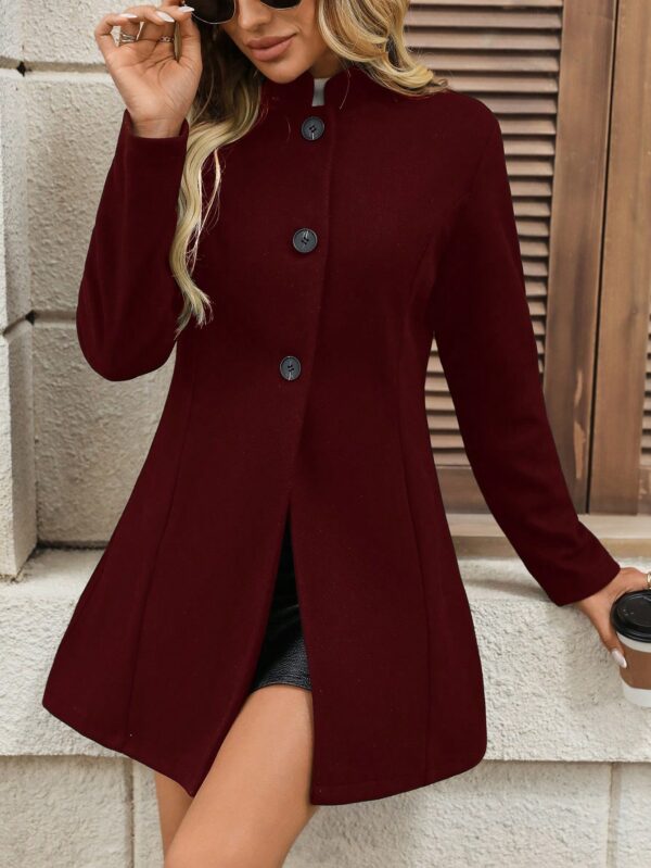 Abrigo Casual de Mujer en Color Sólido para Otoño/Invierno - Image 3