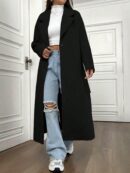 Abrigo Largo con Cuello Solapa y Manga Larga
