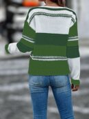 Sweater Multicolor con Hombros Caídos y Manga Larga