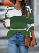 Sweater Multicolor con Hombros Caídos y Manga Larga