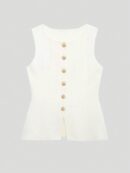 Chaleco Elegante de Botones Metálicos con Cuello Redondo
