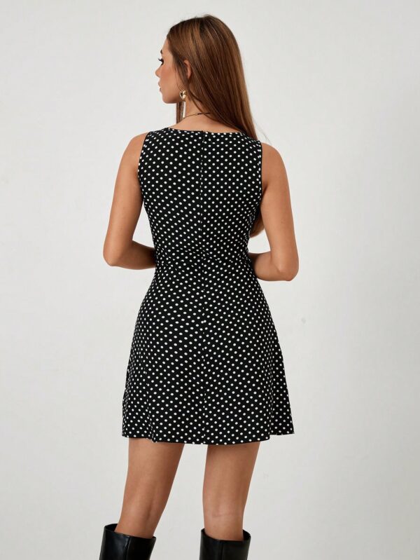 Vestido de Puntos sin Mangas y Escote en V - Image 2