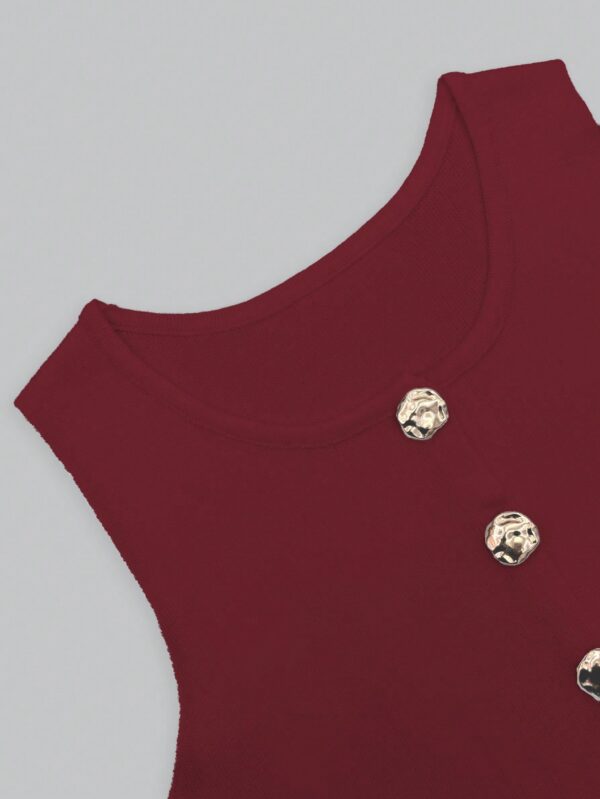 Chaleco Elegante de Botones Metálicos con Cuello Redondo - Image 25