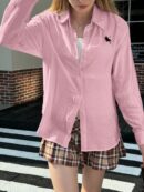Camisa Estampada con Manga Larga y Hombros Caídos