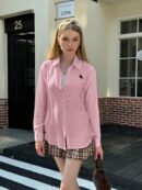 Camisa Estampada con Manga Larga y Hombros Caídos