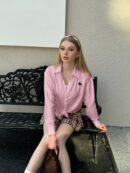 Camisa Estampada con Manga Larga y Hombros Caídos