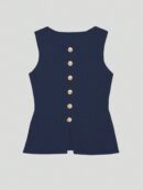 Chaleco Elegante de Botones Metálicos con Cuello Redondo