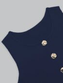 Chaleco Elegante de Botones Metálicos con Cuello Redondo