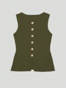 Chaleco Elegante de Botones Metálicos con Cuello Redondo