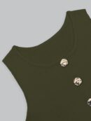 Chaleco Elegante de Botones Metálicos con Cuello Redondo
