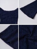 Blusa Y2K Ajustada con Hombros Descubiertos y Manga Larga de Encaje