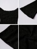 Blusa Y2K Ajustada con Hombros Descubiertos y Manga Larga de Encaje