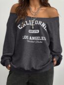 Sudadera de Punto Gris con Estampado y Manga Larga para Otoño/Invierno