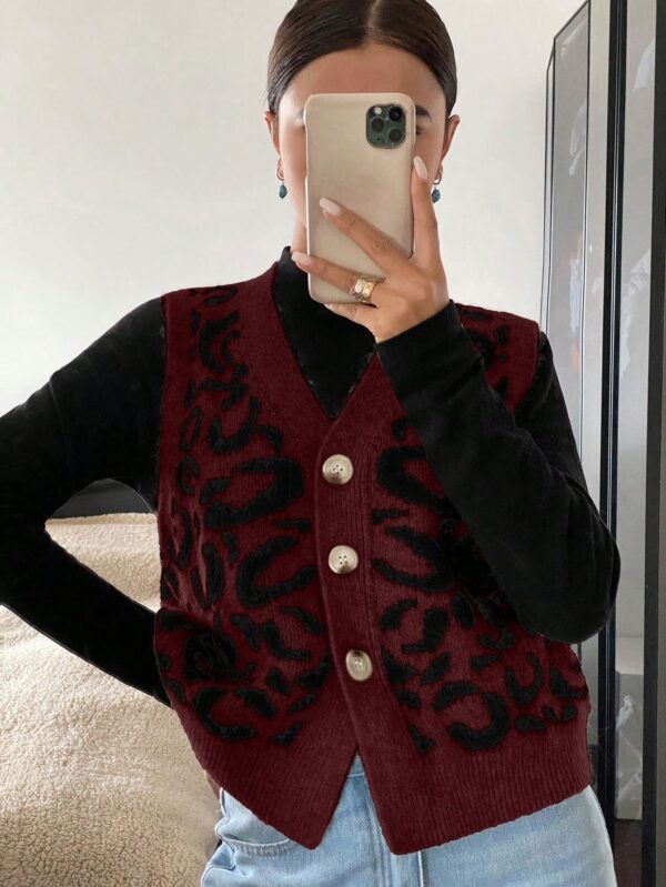 Chaleco de Punto con Estampado de Leopardo y Botones - Image 25