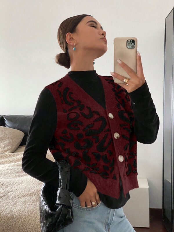 Chaleco de Punto con Estampado de Leopardo y Botones - Image 28