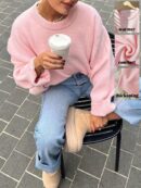 Sweater de Punto Liso Manga Larga para Mujer