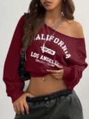 Sudadera de Punto Gris con Estampado y Manga Larga para Otoño/Invierno