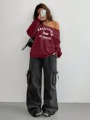 Sudadera de Punto Gris con Estampado y Manga Larga para Otoño/Invierno