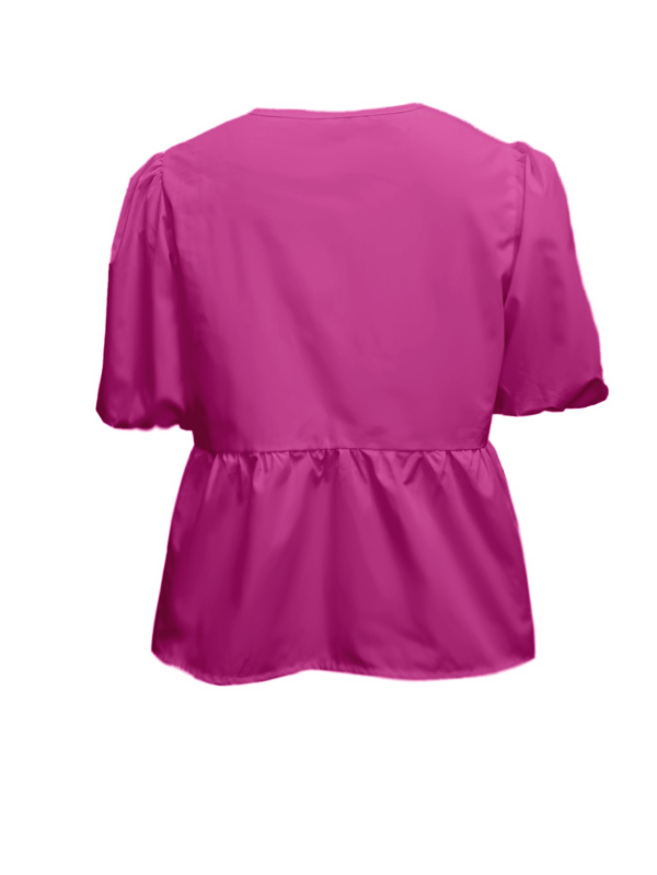 Blusa Mujer con Mangas Puff, Lazo y Peplum - Image 16