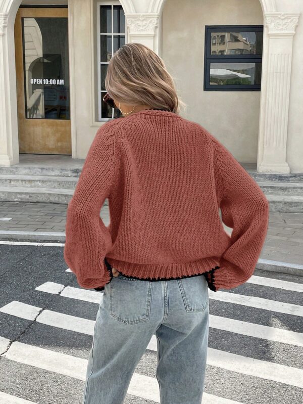 Cardigan Casual de Manga Larga con Detalles Contrastantes - Image 20