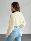 Cardigan Corto de Punto en Estilo Ballet con Mangas Raglan