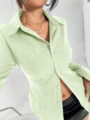 Blusa de Negocios Casual a Rayas con Botones y Manga Larga