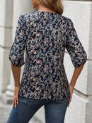 Blusa Boho Manga Corta con Estampado Floral y Nudo