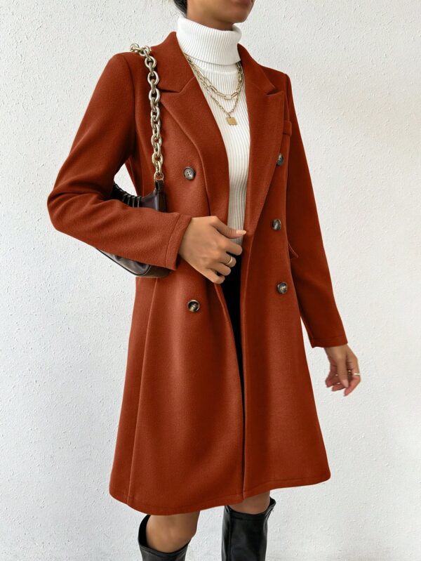 Abrigo Elegante de Botonadura Doble en Color Sólido - Image 18