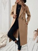 Abrigo Camel Casual de Doble Botonadura con Cinturón