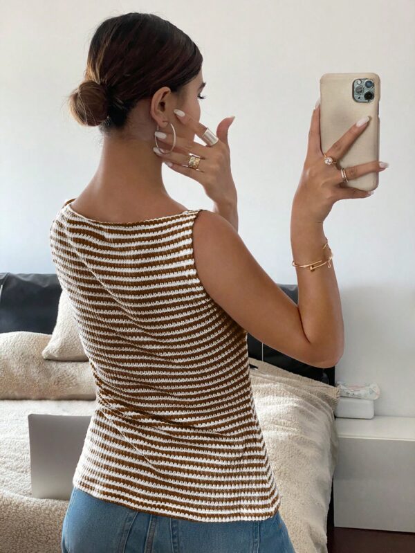 Blusa Elegante de Rayas con Botones y Abertura Frontal - Image 32