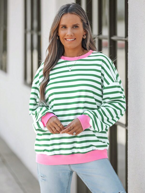 Buzo Casual Oversize de Rayas con Contraste - Image 10