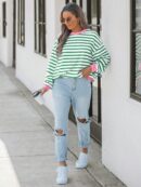 Buzo Casual Oversize de Rayas con Contraste