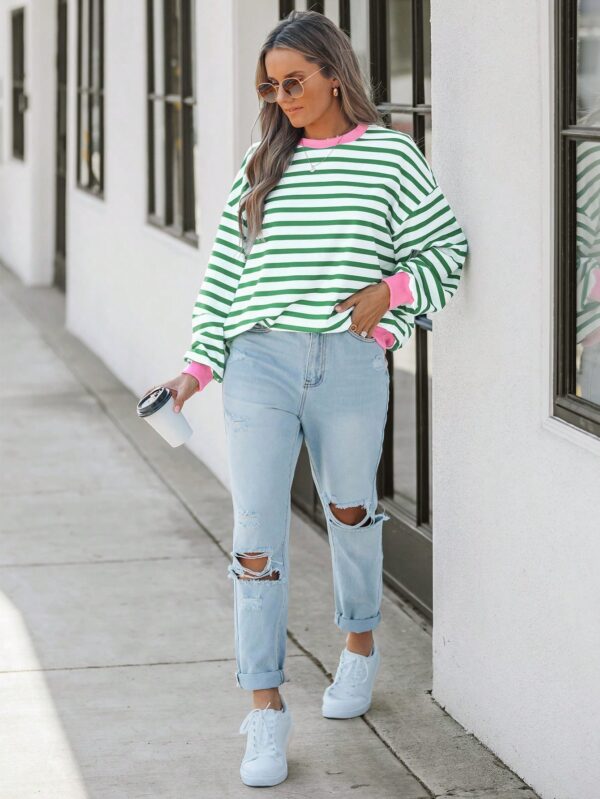 Buzo Casual Oversize de Rayas con Contraste - Image 12