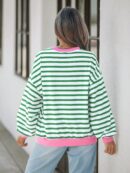 Buzo Casual Oversize de Rayas con Contraste