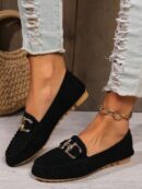 Mocasines Casuales de Mujer con Hebilla Metálica