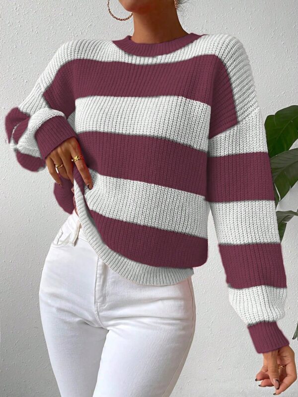 Sweater a Rayas Colorido con Hombros Caídos - Image 54