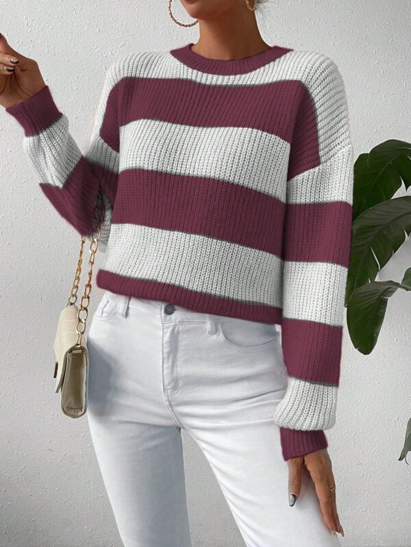 Sweater a Rayas Colorido con Hombros Caídos - Image 56