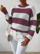 Sweater a Rayas Colorido con Hombros Caídos